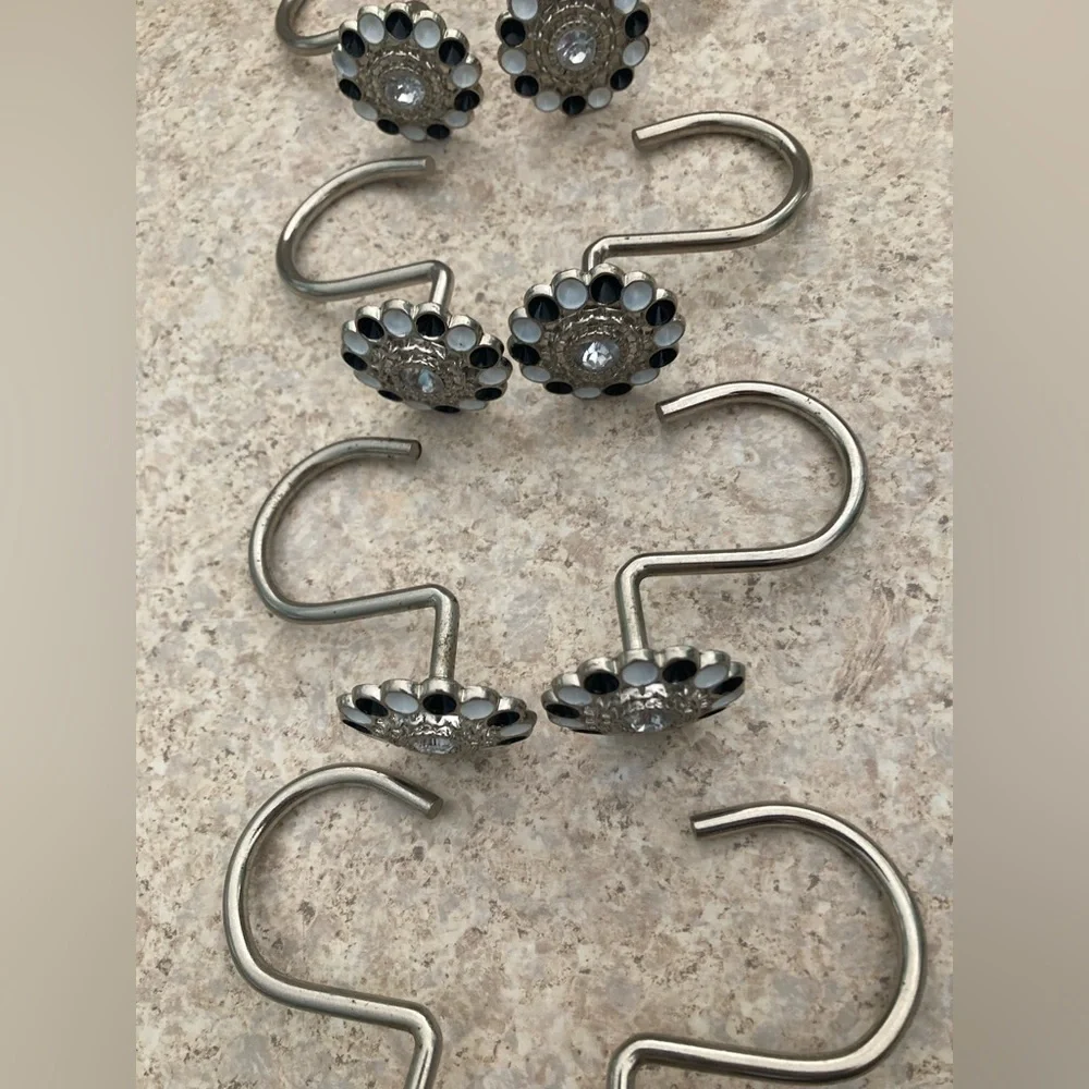Shower Curtain Rings Silver White and black
